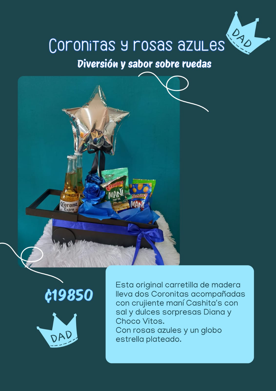 Coronitas y rosas azules